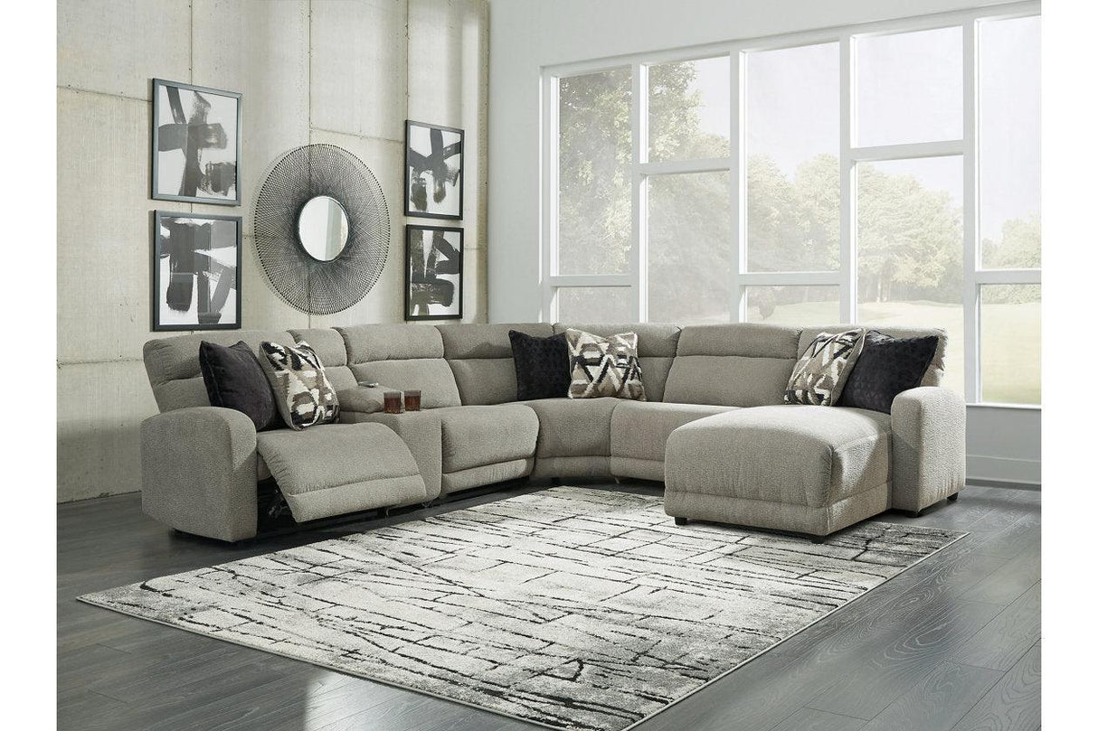 Colleyville Stone 6-Piece Power Reclining Sectional with Chaise by Ashley at Eve Furniture