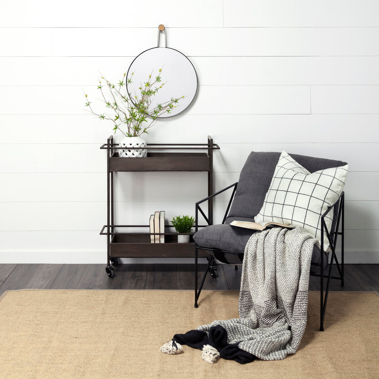 Collie Round Black Metal Frame Mirror by Mercana at Eve Furniture