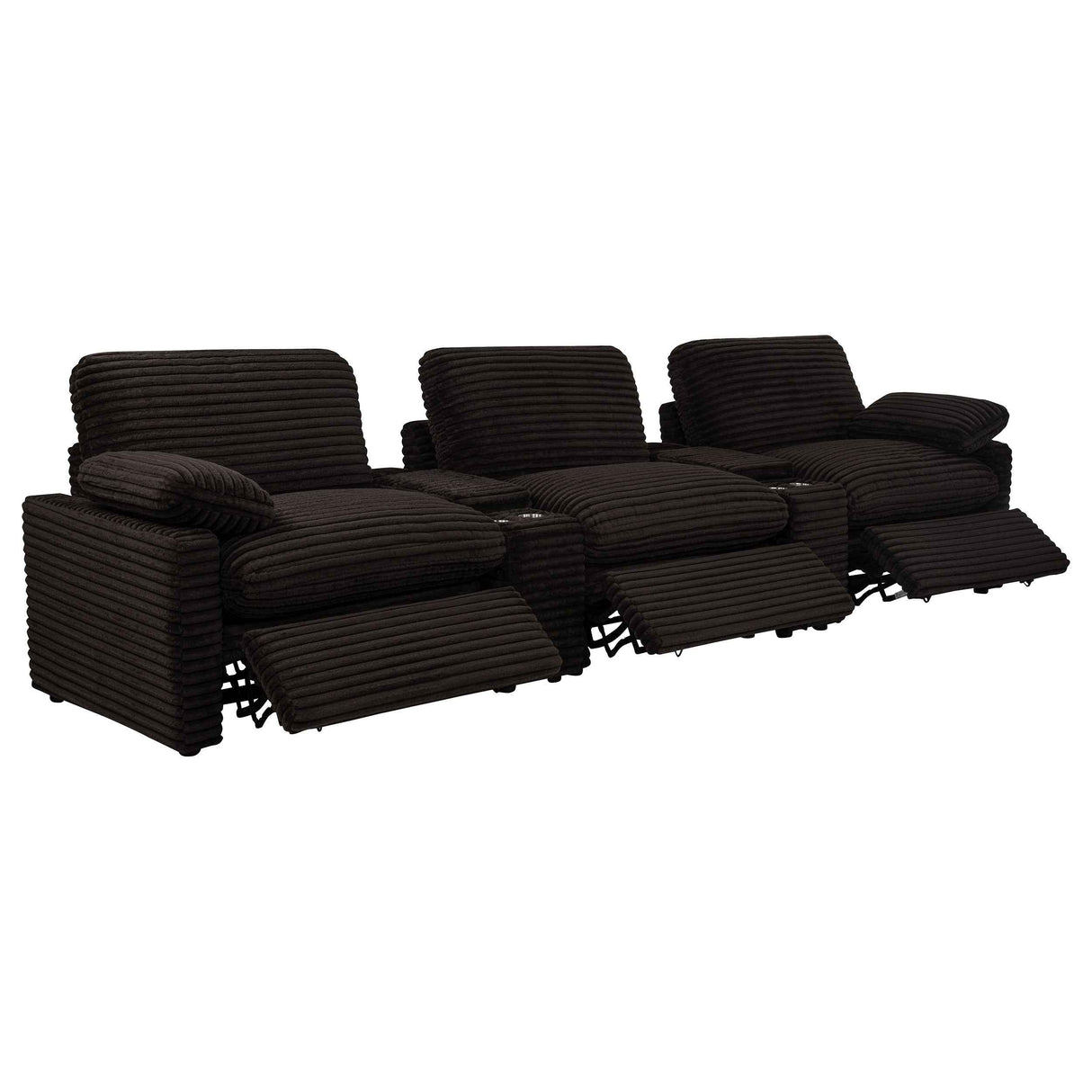 Collins Chocolate Brown 5-Piece Power Reclining Home Theater Seating by Coaster at Eve Furniture