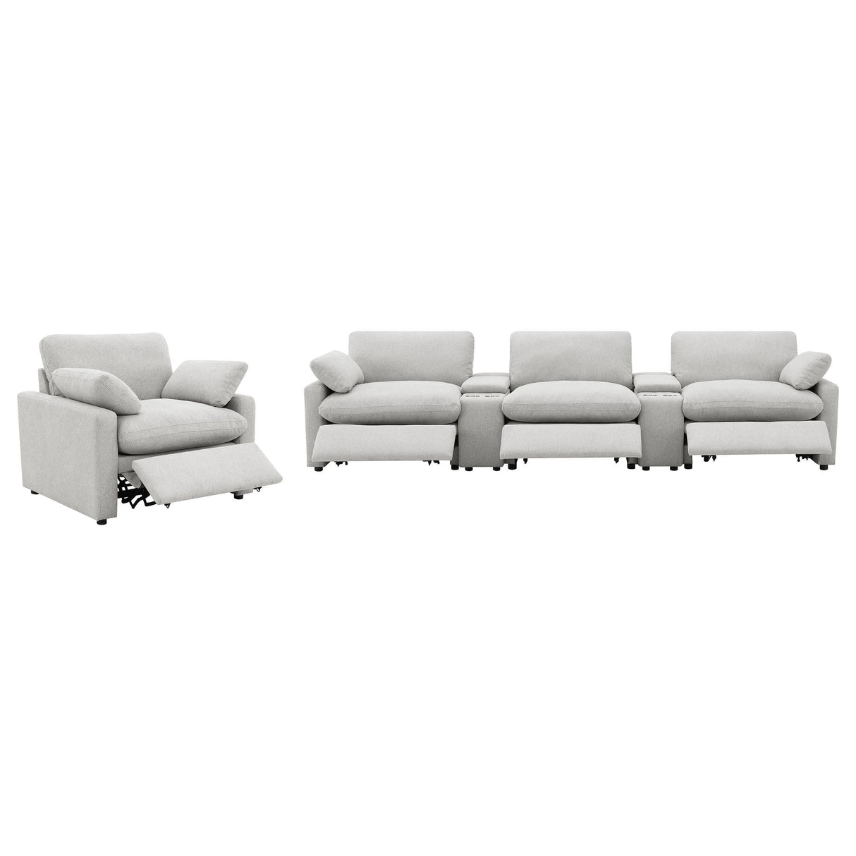 Collins Gray 5-Piece Power Reclining Home Theater Seating by Coaster at Eve Furniture