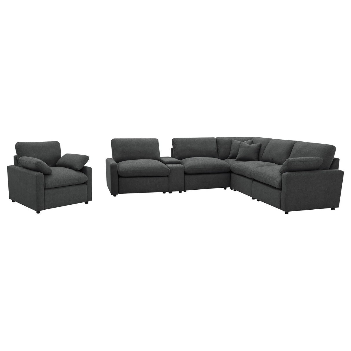 Collins Dark Gray 6-Piece Modular Power Reclining Sectional by Coaster at Eve Furniture