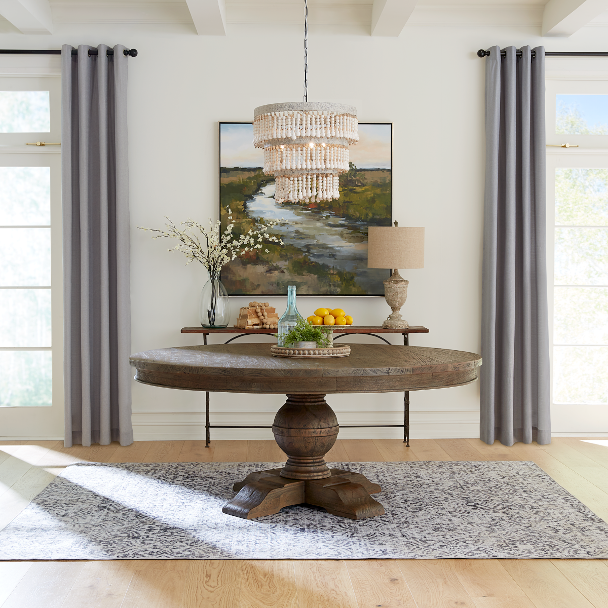 Colonial Plantation 72" Round Dining Table in Weathered Teak by Home Trends & Design at Eve Furniture