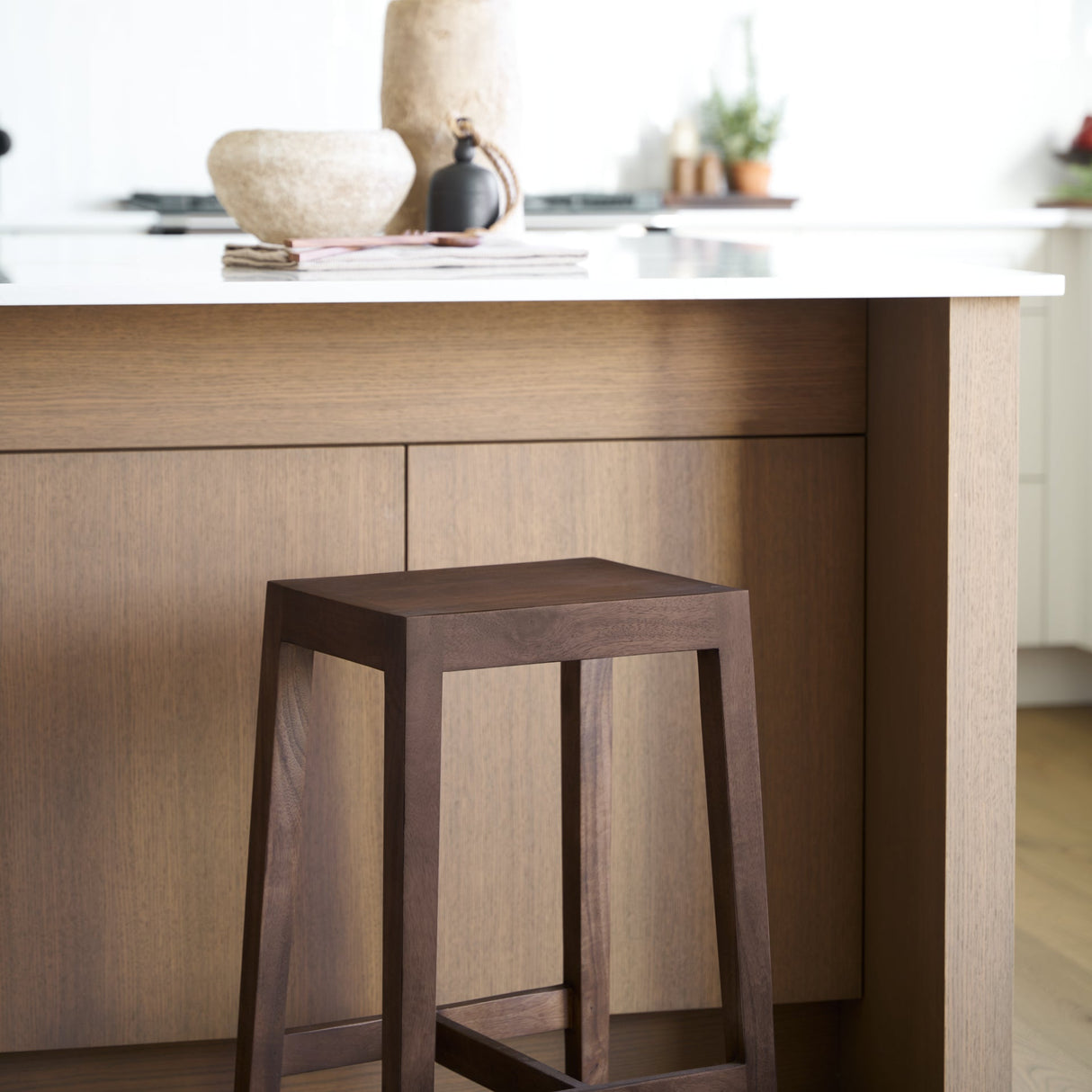 Colony Medium-Dark Brown Solid Wood Counter Stool by Mercana at Eve Furniture