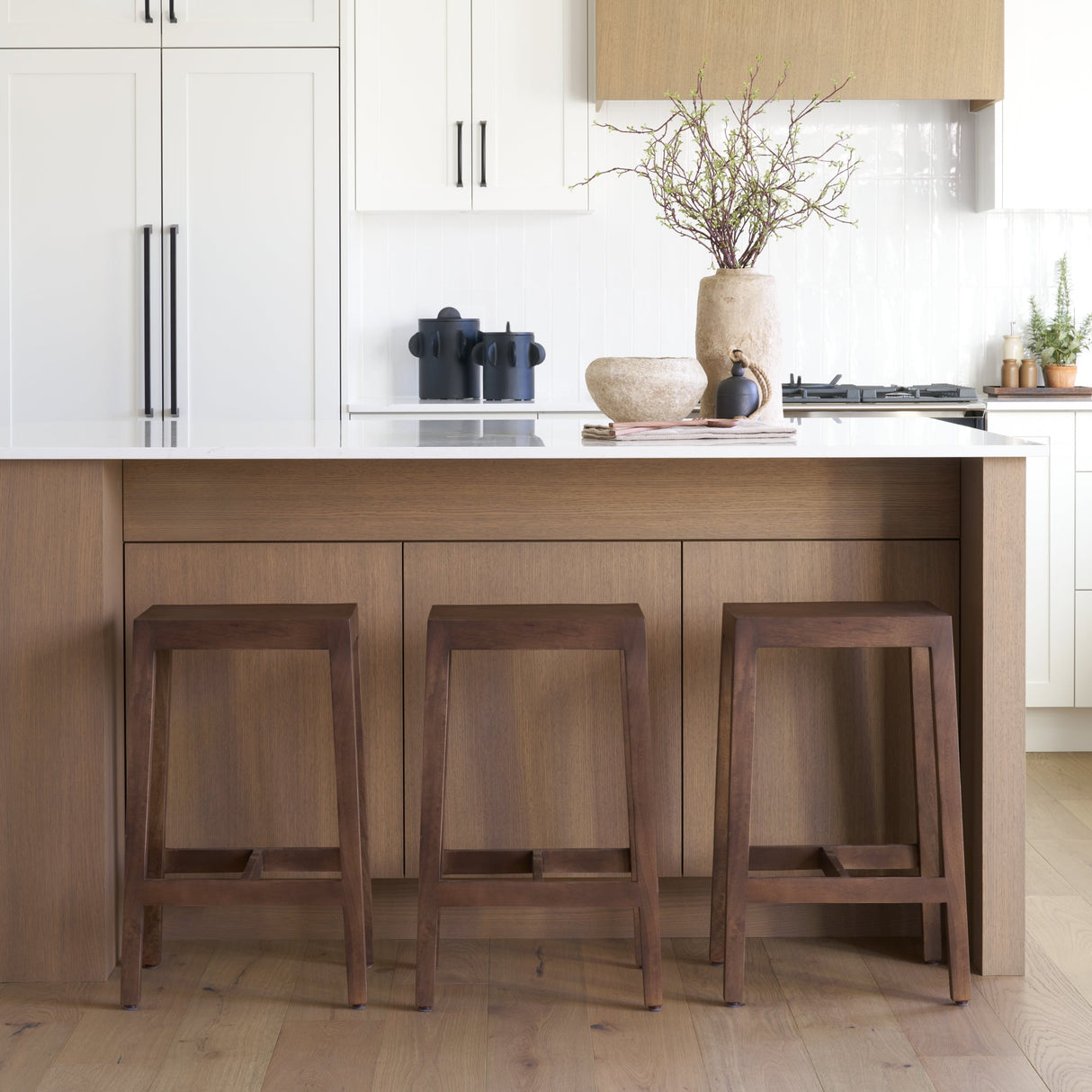 Colony Medium-Dark Brown Solid Wood Counter Stool by Mercana at Eve Furniture