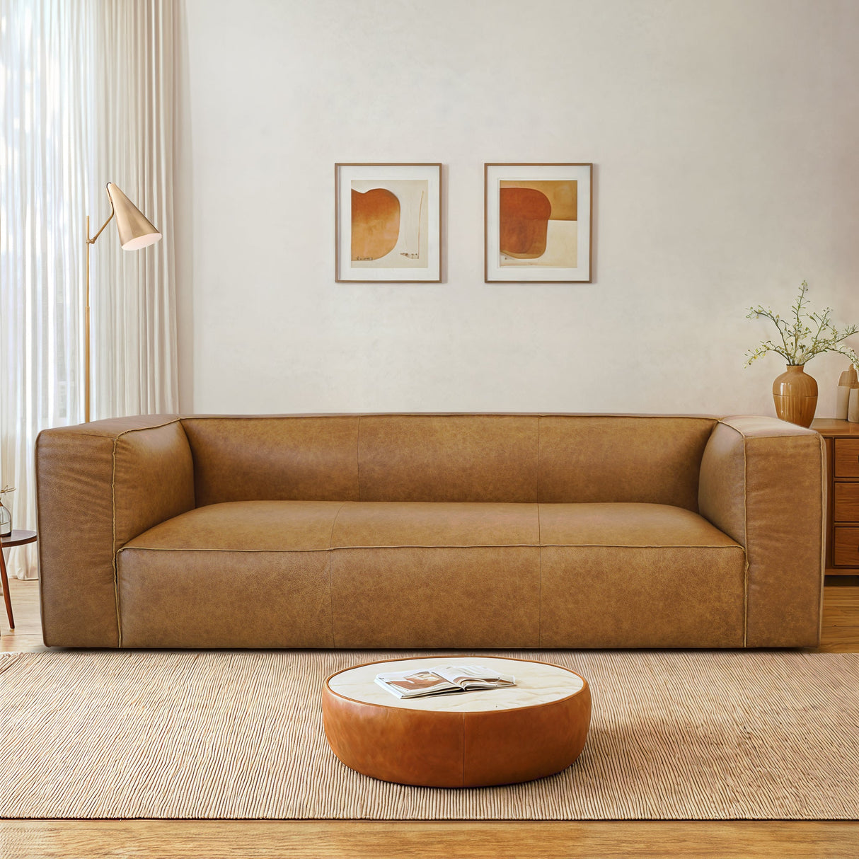 Colton Tan Leather Sofa by Ashcroft Imports at Eve Furniture