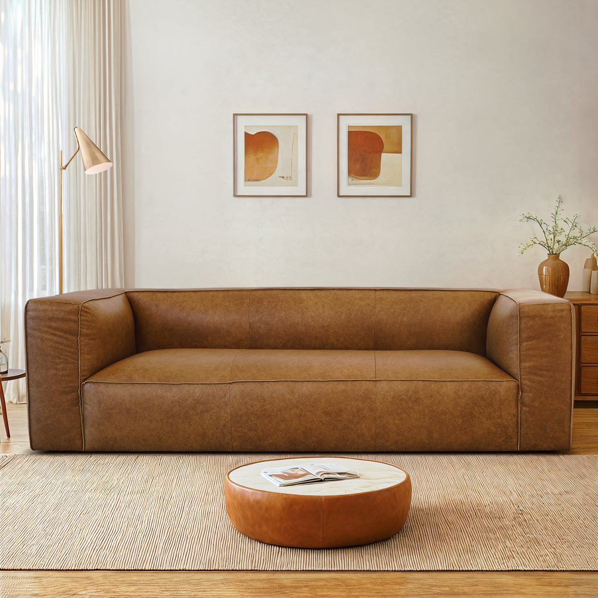 Colton Tan Leather Sofa by Ashcroft Furniture at Eve Furniture