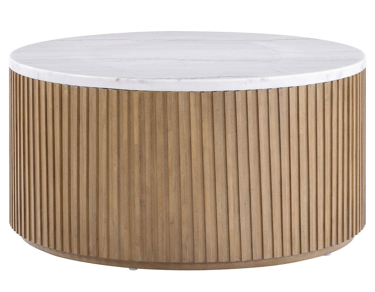 Colvin 3-Piece White Marble Top Table Set, Toffee Finish by Steve Silver at Eve Furniture