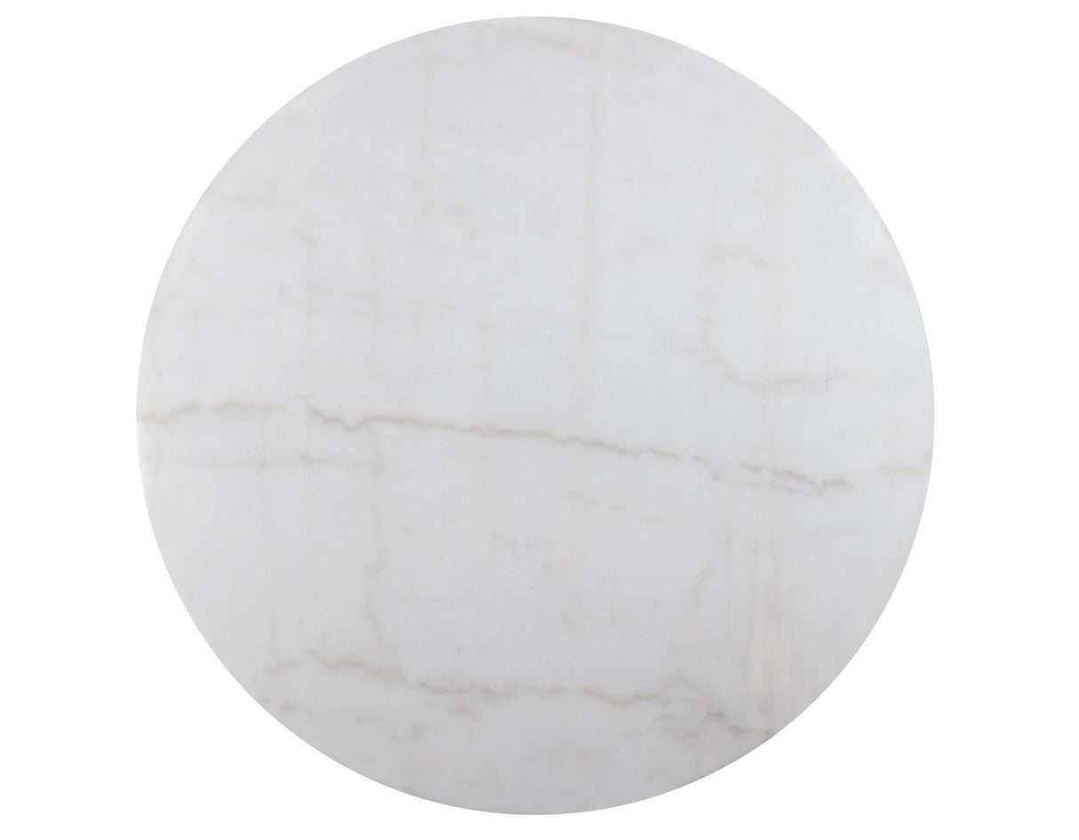 Colvin 52″ Round White Marble Dining Table, Black Finish by Steve Silver at Eve Furniture