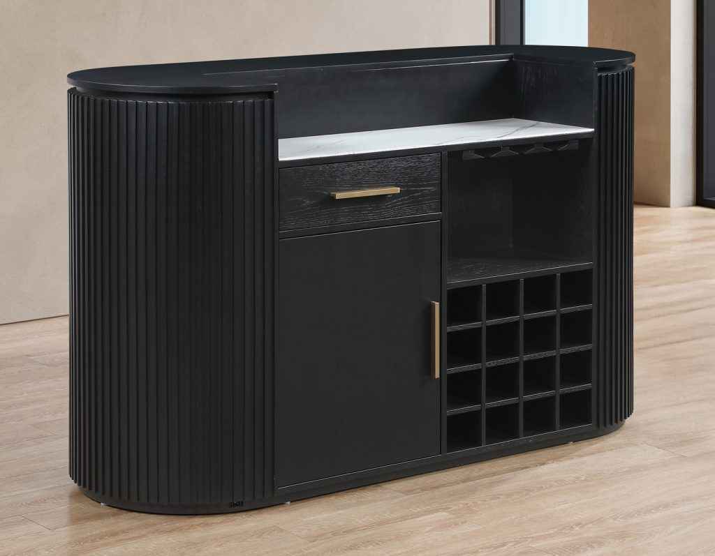 Colvin Black Finish Reeded Bar by Steve Silver at Eve Furniture