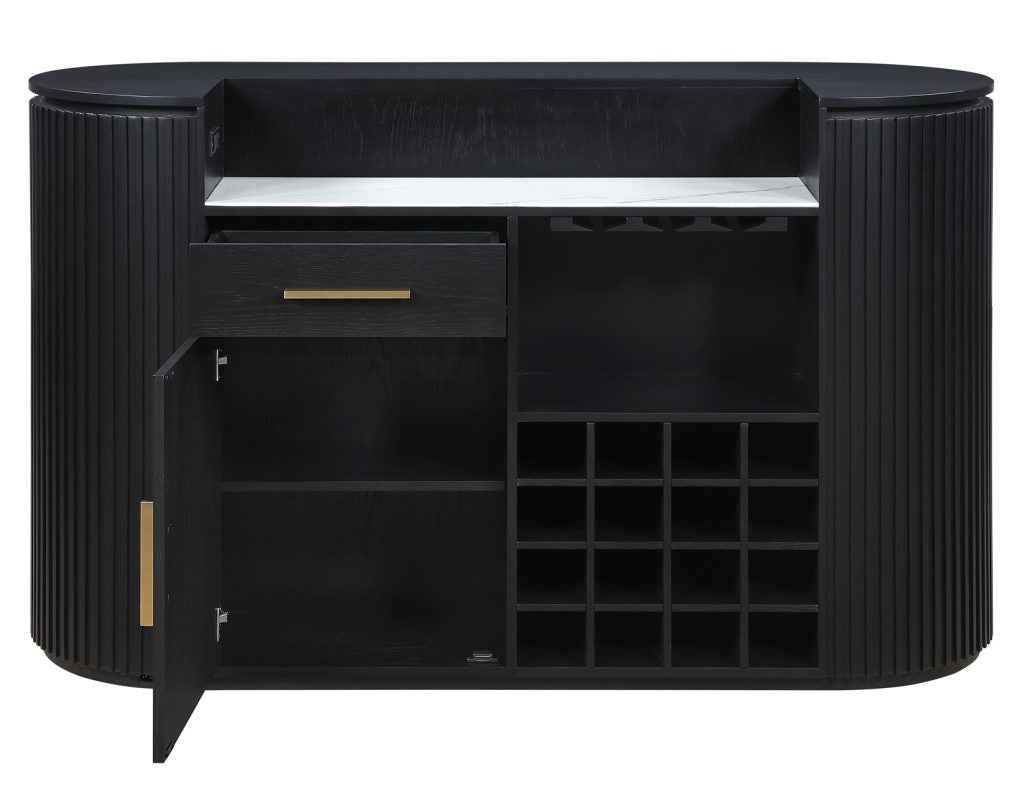 Colvin Black Finish Reeded Bar by Steve Silver at Eve Furniture