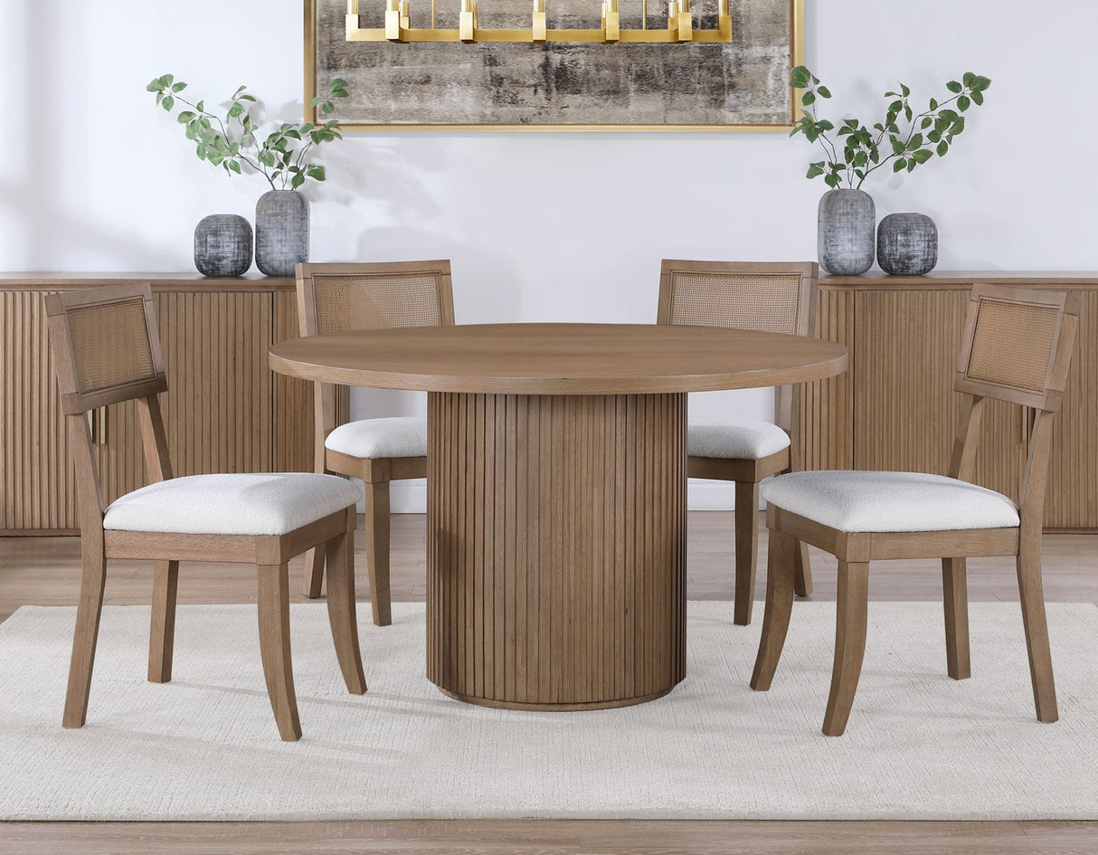 Colvin Toffee Brown Round Dining Room Set by Steve Silver at Eve Furniture