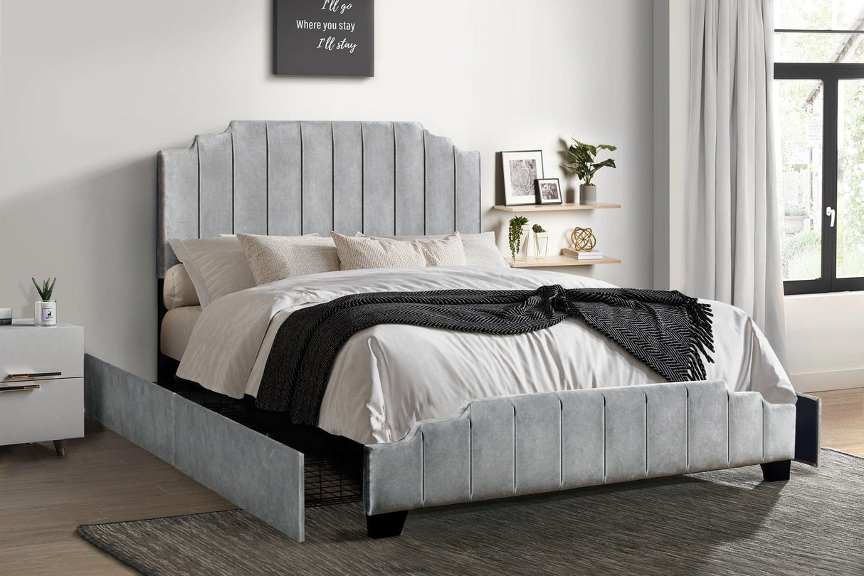 Comfort Cloud Grey Velvet King Bed by Happy Homes at Eve Furniture