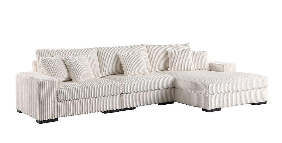 Comfy Ivory 3-Piece Right Arm Facing (RAF) Sectional by New Era Innovations at Eve Furniture