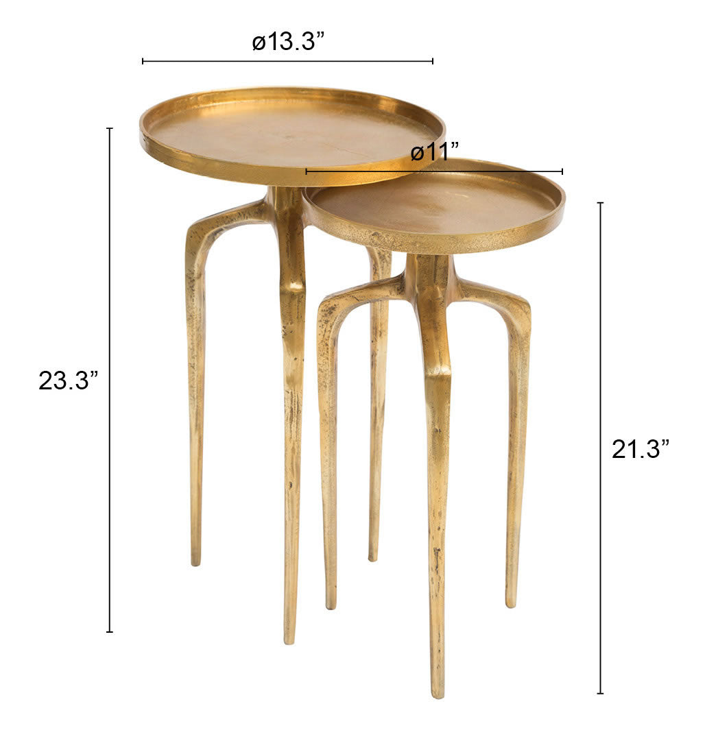 Como Antique Gold Accent Table Set (2-Piece) by Zuomod at Eve Furniture