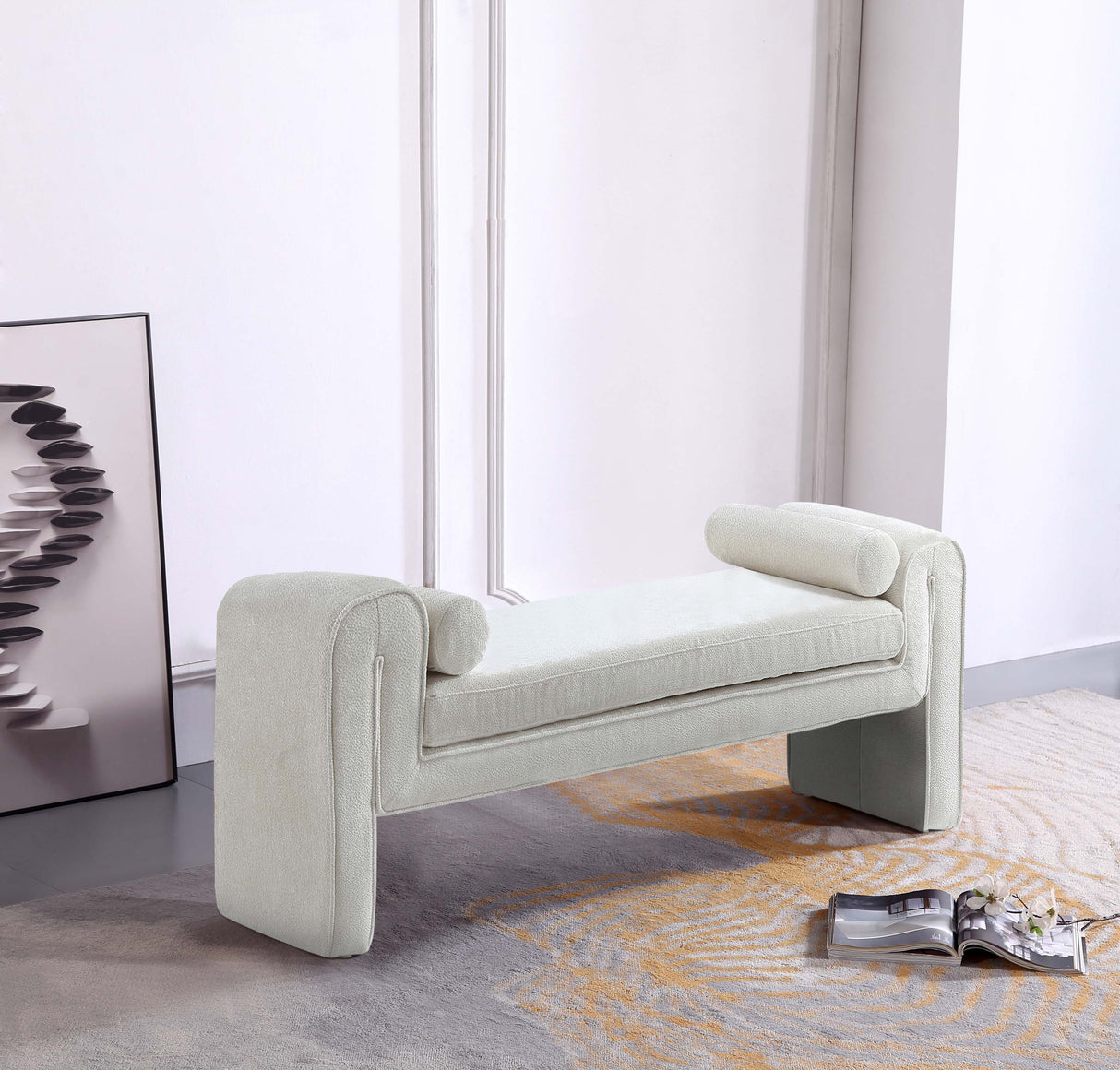 Concord Bench in Ivory by Manhattan Comfort at Eve Furniture