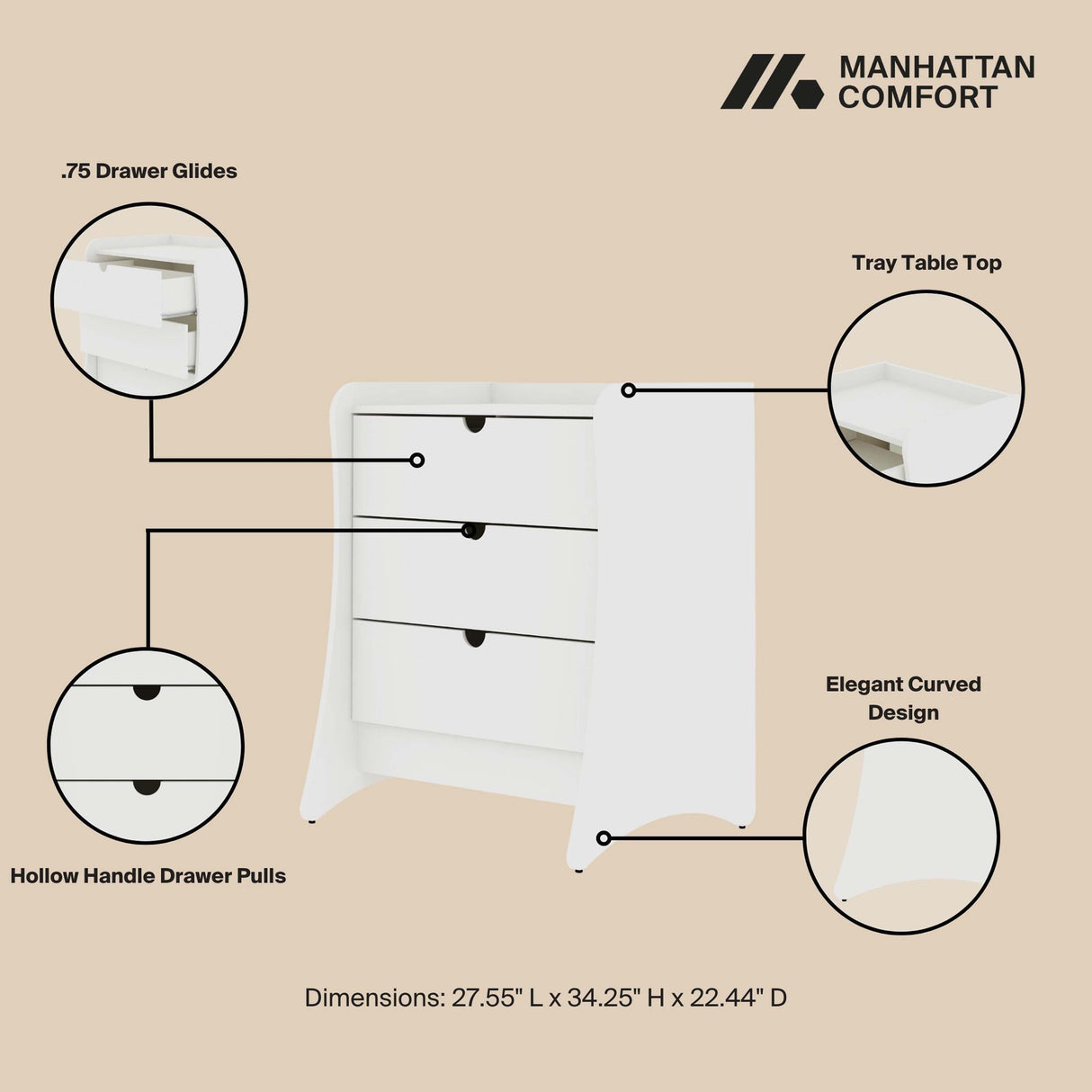 Coney Dresser in White (set of 2) by Manhattan Comfort at Eve Furniture