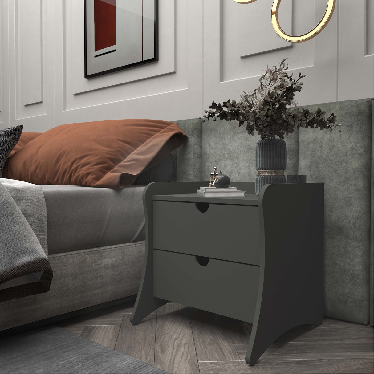 Coney Nightstand in Grey by Manhattan Comfort at Eve Furniture