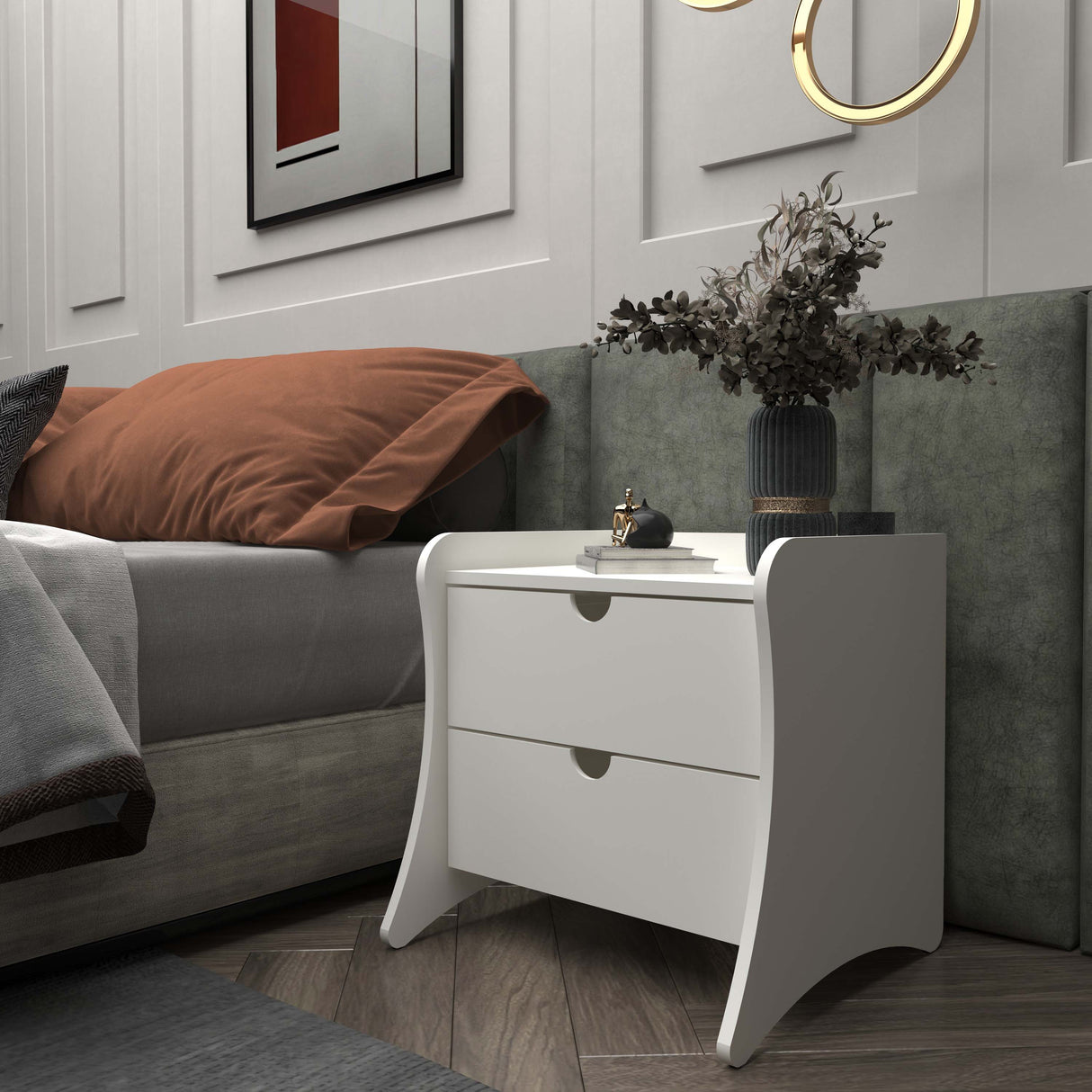 Coney Nightstand in White by Manhattan Comfort at Eve Furniture