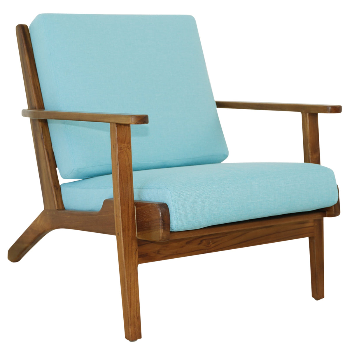 Connor Solid Wood Linen Lounge Chair - Sky Blue by Ashcroft Furniture at Eve Furniture
