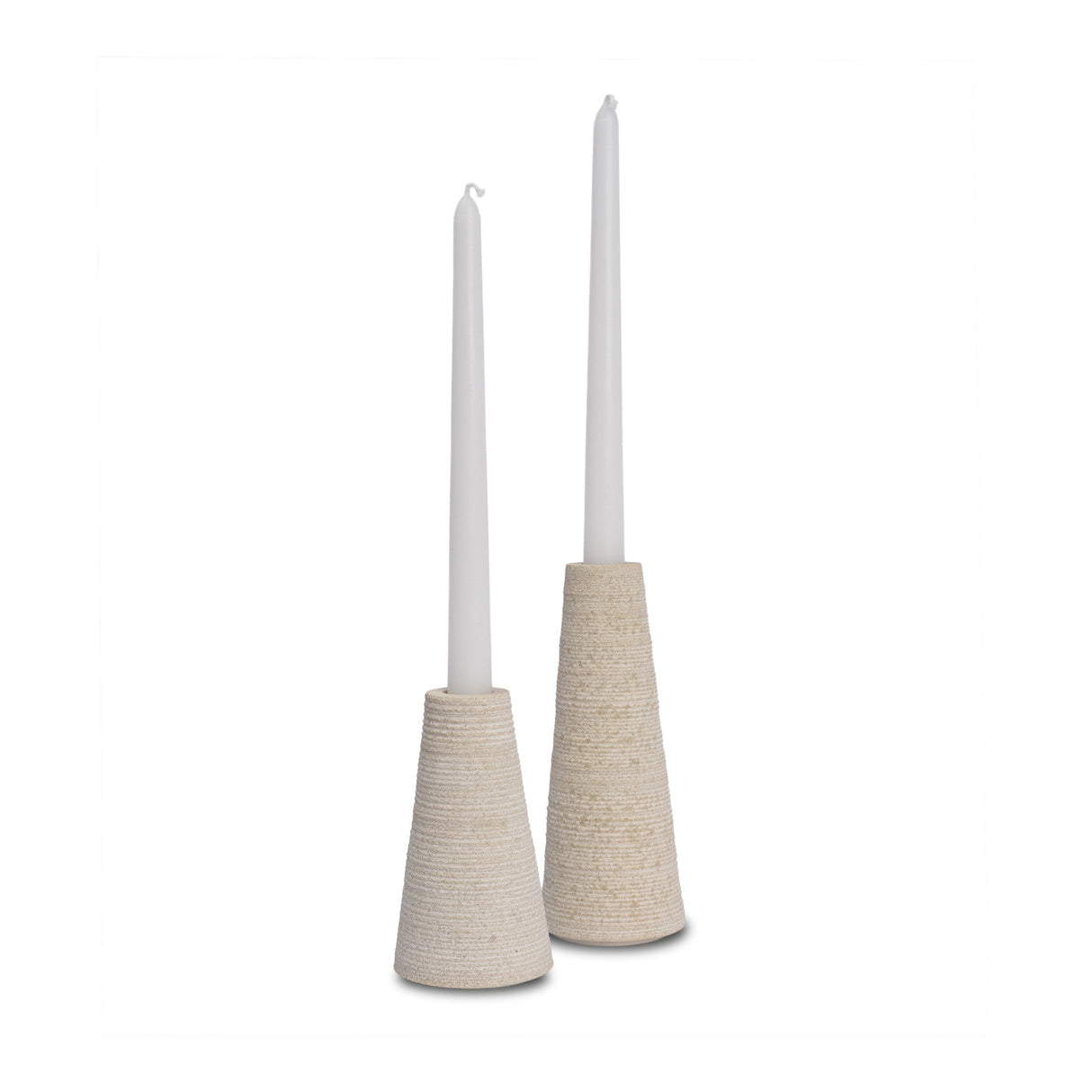 Cono Off-White Marble Cone Shaped Candle Holders (Set of 2) by Mercana at Eve Furniture