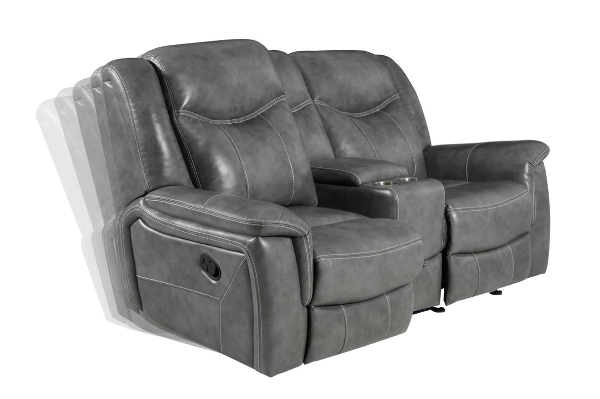 Conrad Gray Upholstered Padded Arm Reclining Living Room Set by Coaster at Eve Furniture