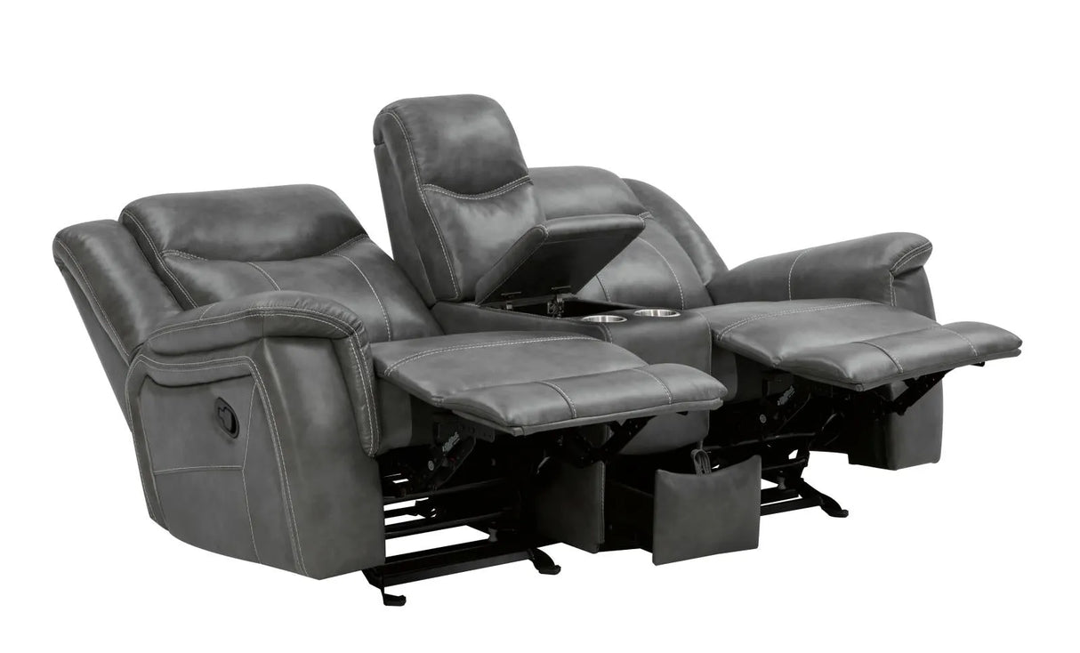 Conrad Gray Upholstered Padded Arm Reclining Living Room Set by Coaster at Eve Furniture