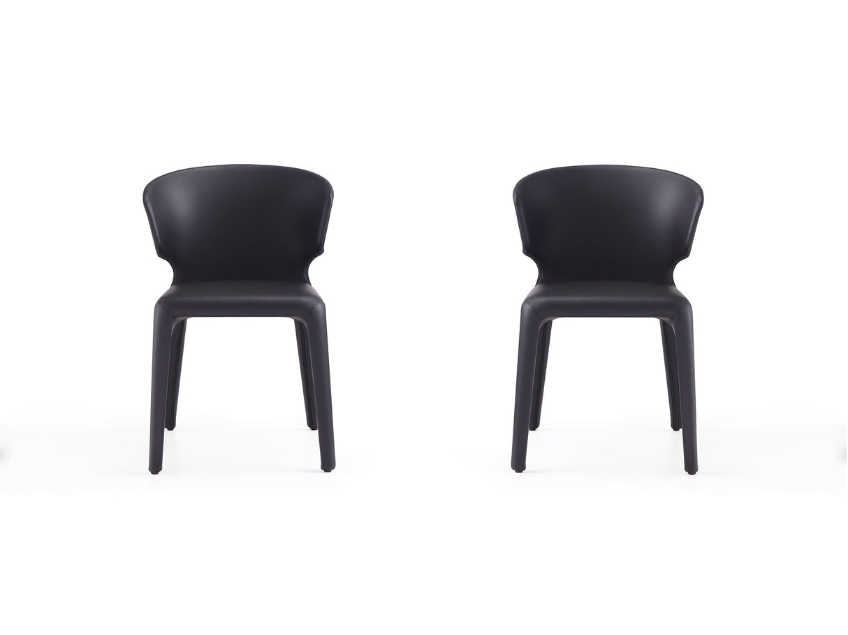 Conrad Leather Dining Chair in Black (set of 2) by Manhattan Comfort at Eve Furniture