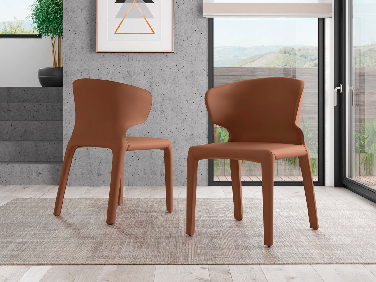 Conrad Leather Dining Chair in Saddle (set of 2) by Manhattan Comfort at Eve Furniture