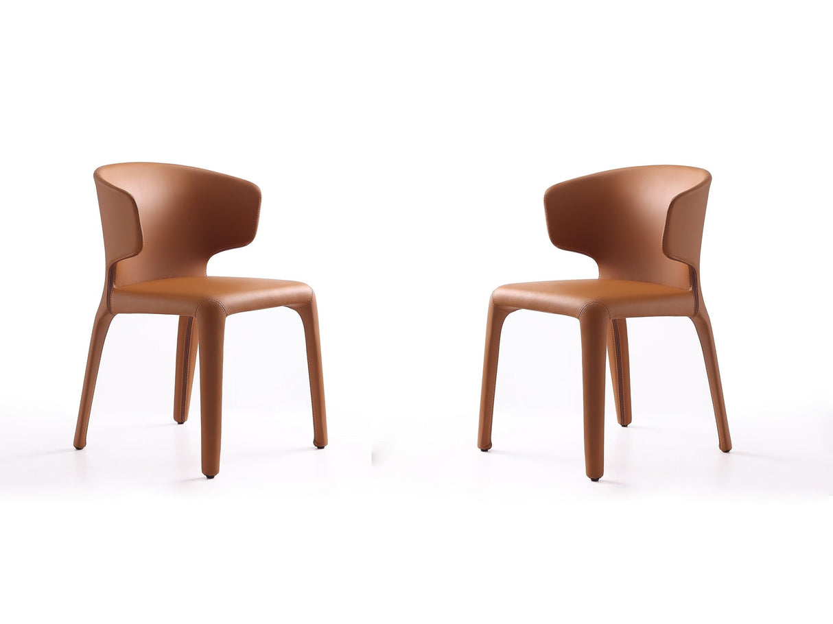 Conrad Leather Dining Chair in Saddle (set of 2) by Manhattan Comfort at Eve Furniture