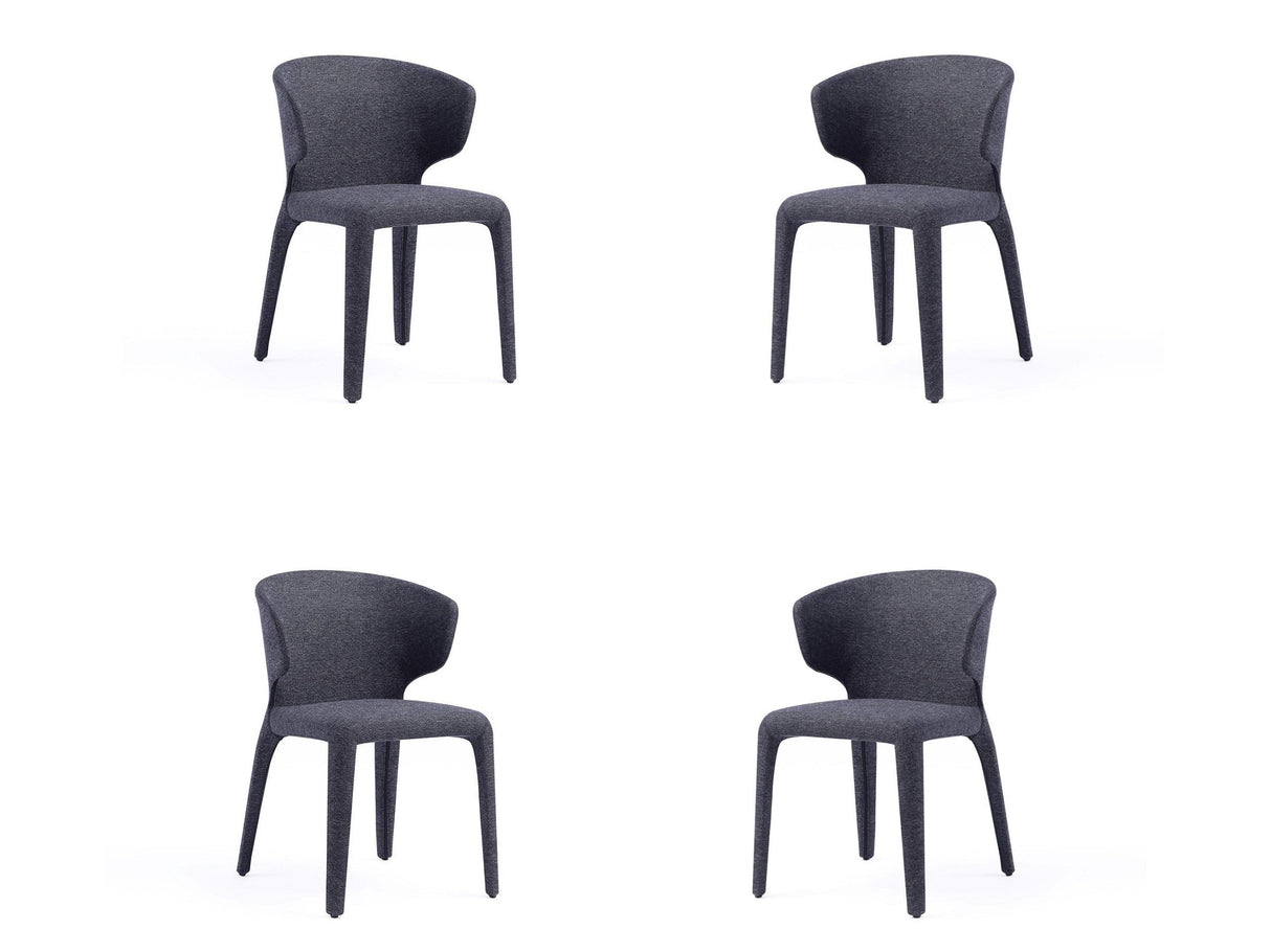 Conrad Woven Tweed Dining Chair in Black (set of 4) by Manhattan Comfort at Eve Furniture