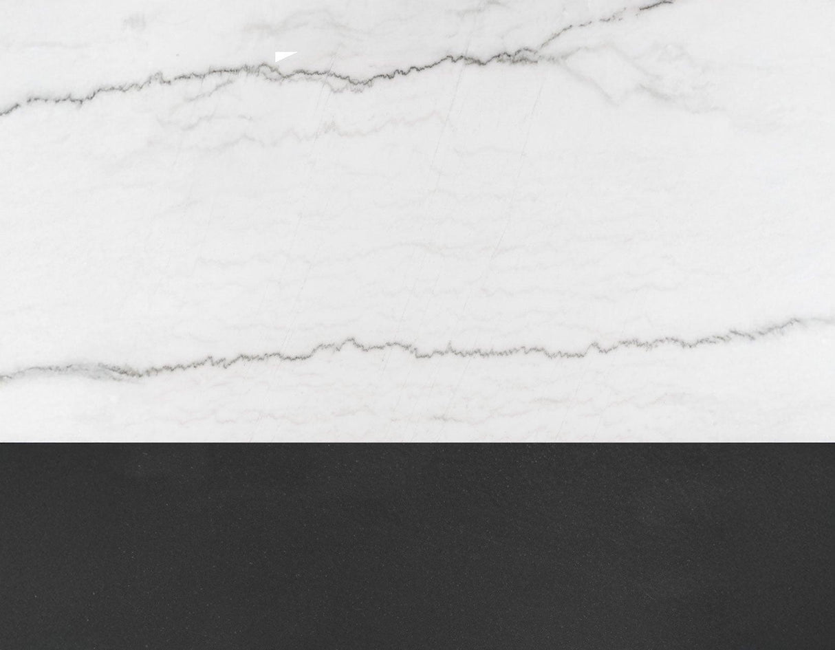 Conrad 48″White Marble Top Table with Black Conical Base by Steve Silver at Eve Furniture