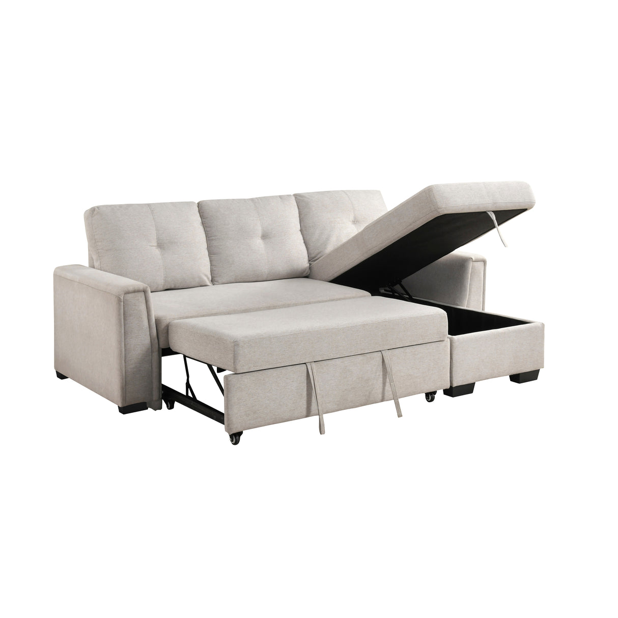 Convene Light Gray 2-Piece Sectional with Reversible Chaise and Pull-out Bed by Homelegance at Eve Furniture
