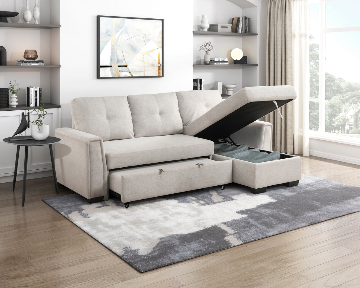 Convene Light Gray 2-Piece Sectional with Reversible Chaise and Pull-out Bed by Homelegance at Eve Furniture