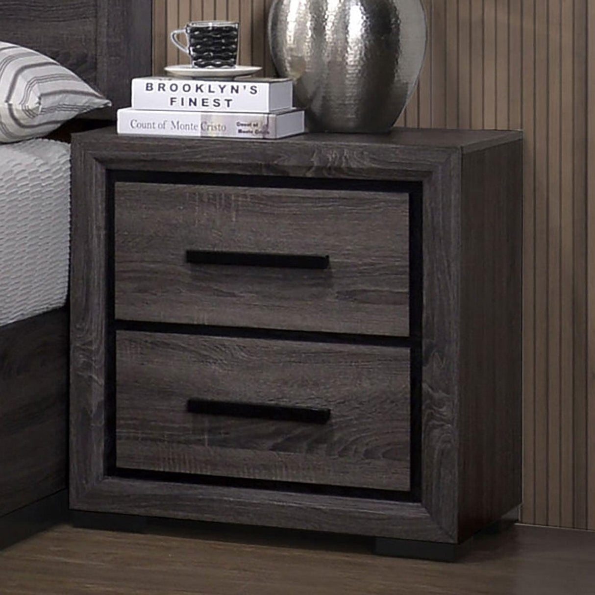 Conwy Gray Night Stand by Furniture of America at Eve Furniture
