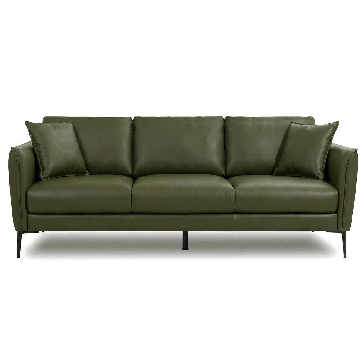 Cooperstown Green Leather Sofa