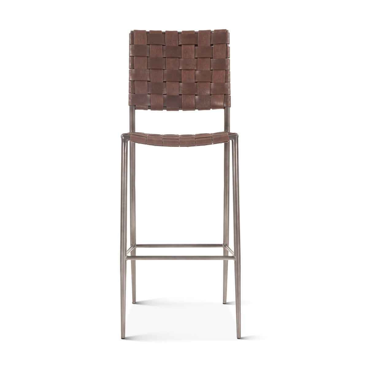 Copenhagen 17" Bar Chair in Brown Buffalo Leather and Iron by Home Trends & Design at Eve Furniture