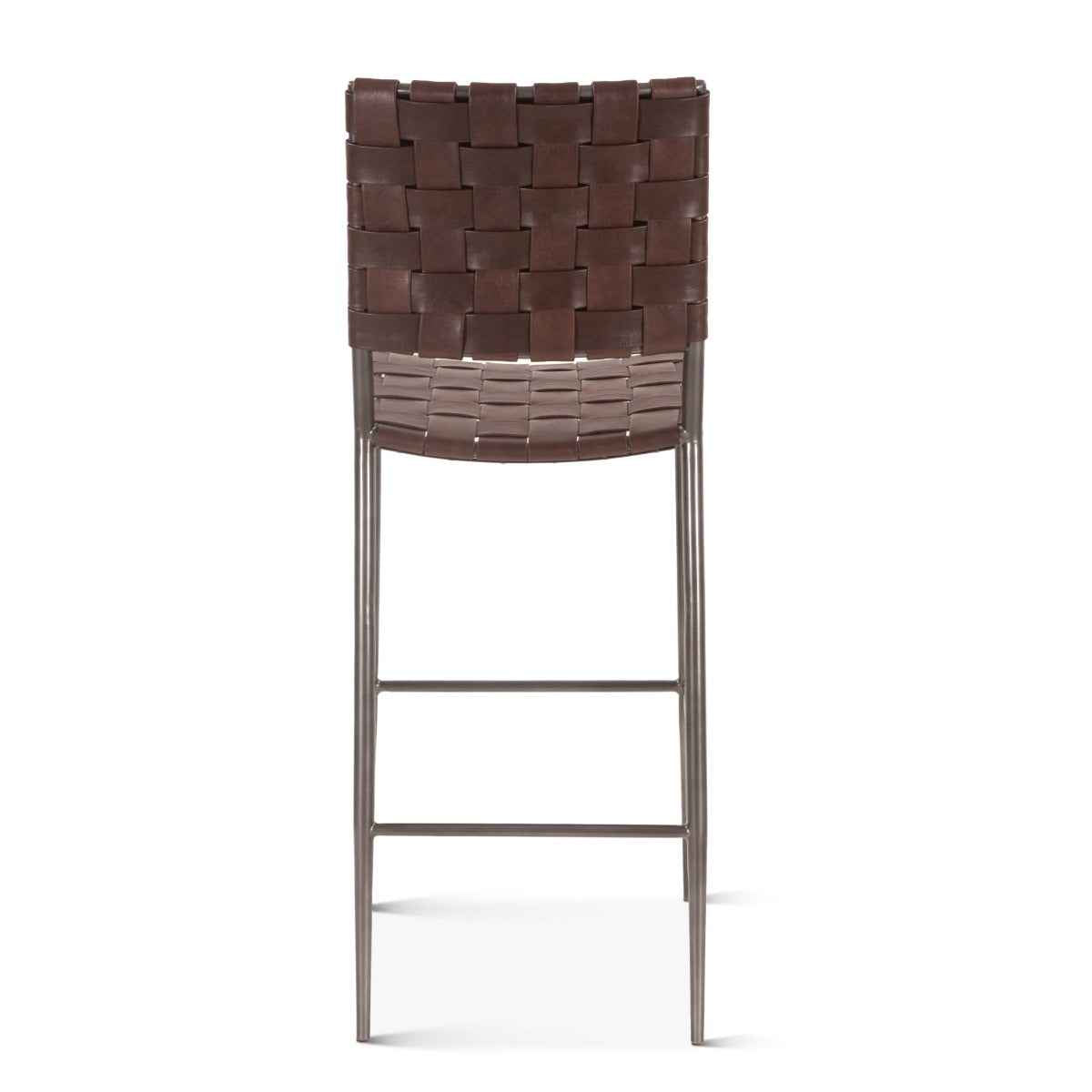 Copenhagen 17" Bar Chair in Brown Buffalo Leather and Iron by Home Trends & Design at Eve Furniture
