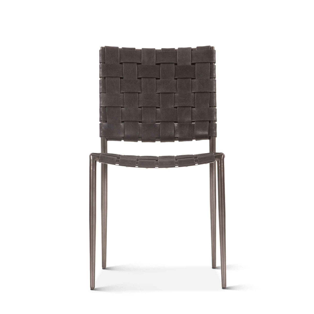 Copenhagen 18" Dining Chair in Black Buffalo Leather and Iron, Set of 2 by Home Trends & Design at Eve Furniture