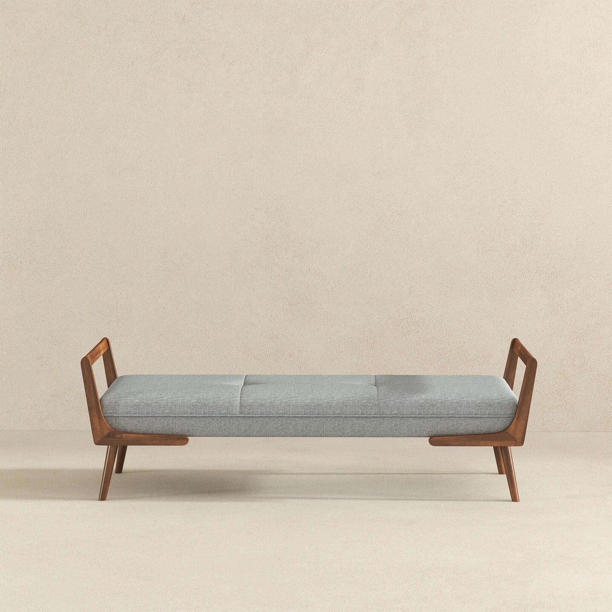 Cora Mid Century Modern Grey Fabric Bench by Ashcroft Furniture at Eve Furniture