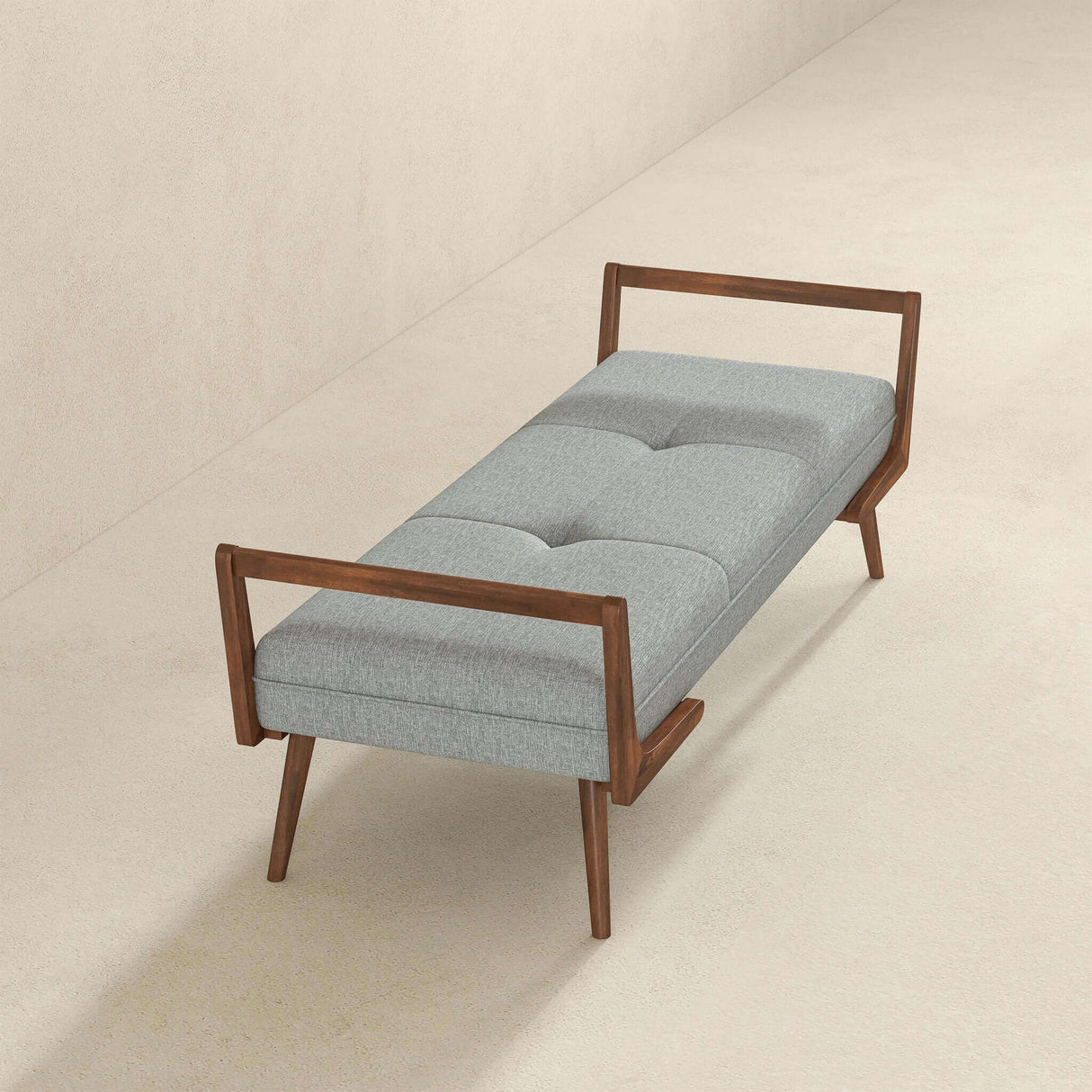 Cora Mid Century Modern Grey Fabric Bench by Ashcroft Furniture at Eve Furniture
