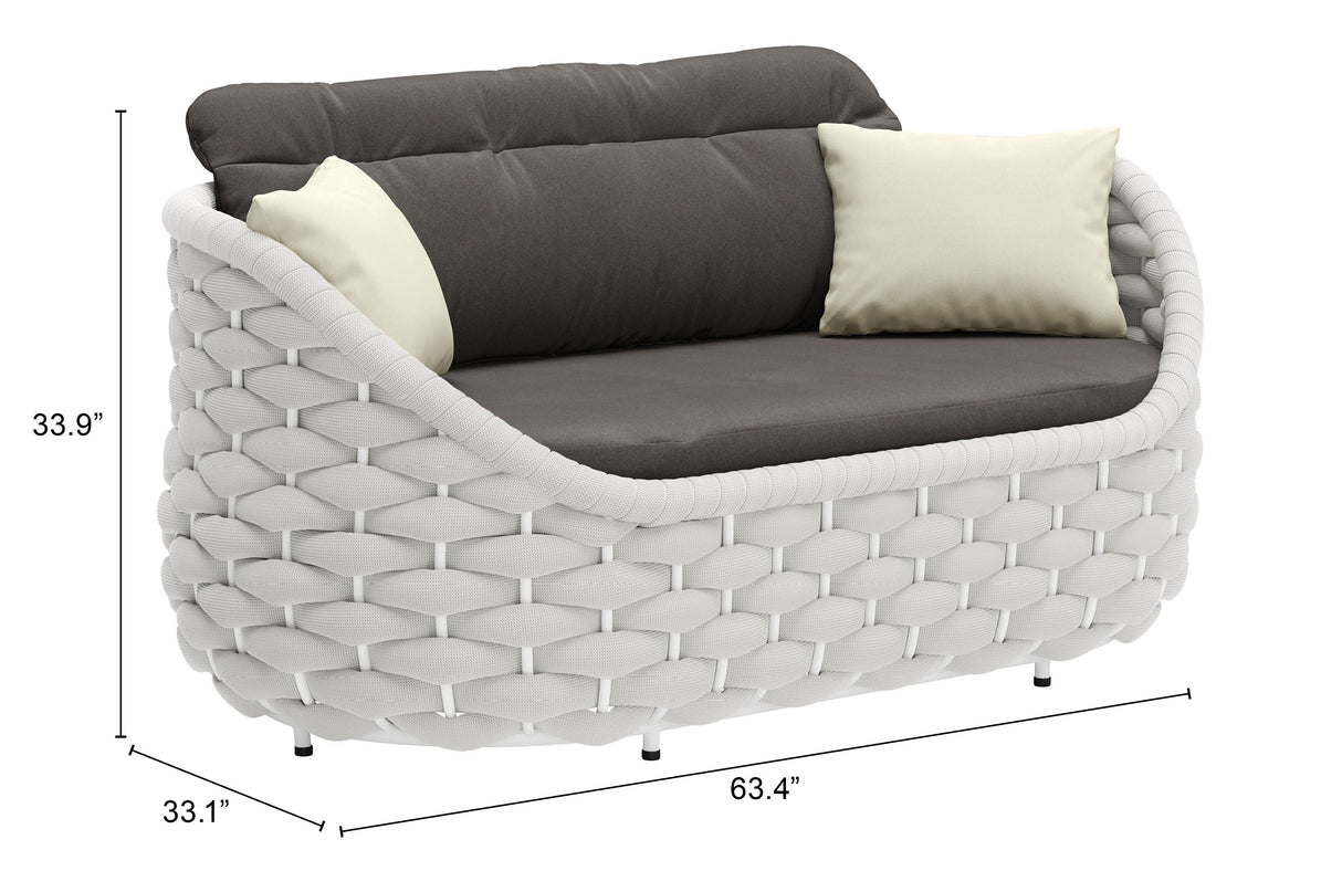 Coral Reef Gray Outdoor Loveseat by Zuomod at Eve Furniture