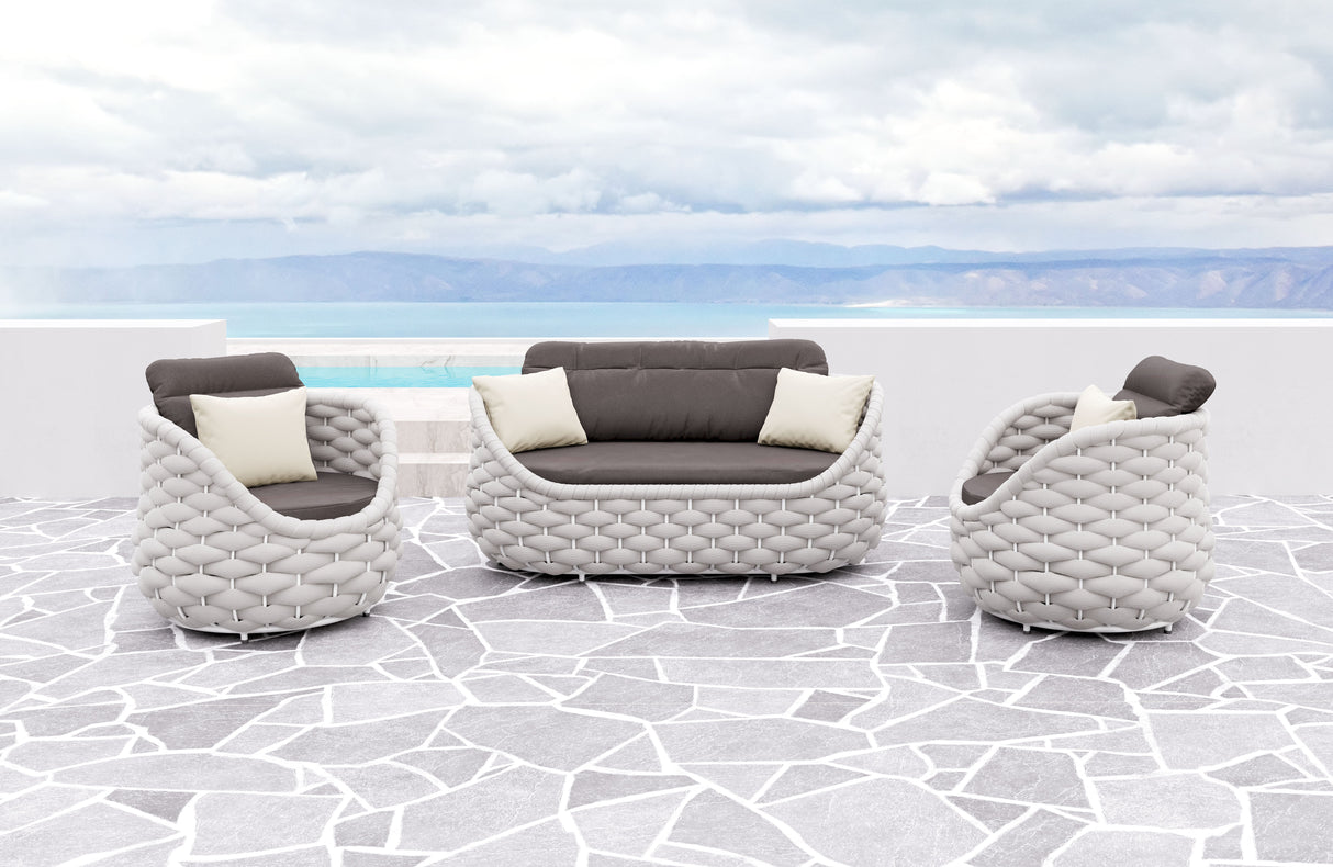 Coral Reef Gray Outdoor Loveseat by Zuomod at Eve Furniture