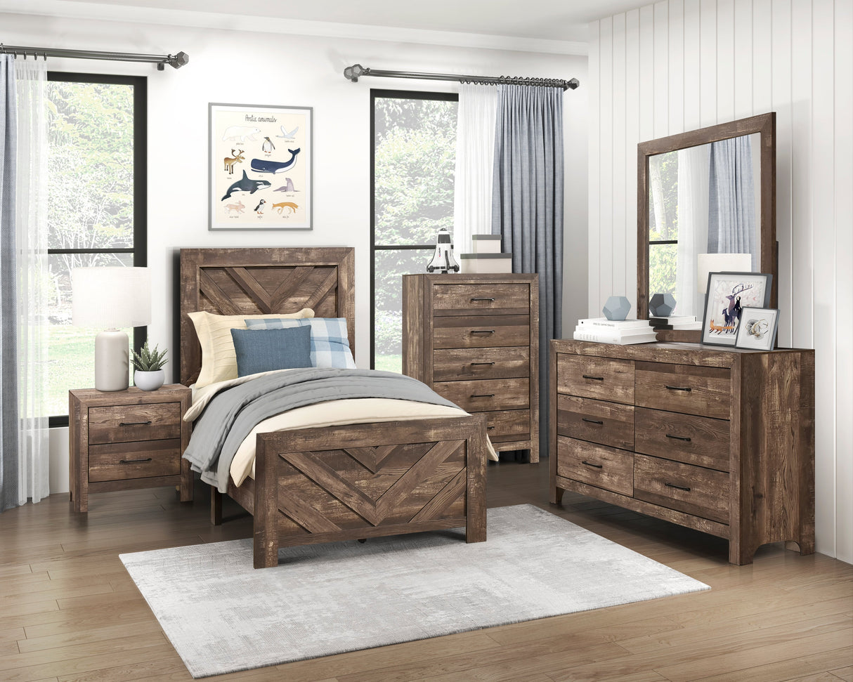 Corbin Brown Crossbuck Panel Youth Bedroom Set by Homelegance at Eve Furniture