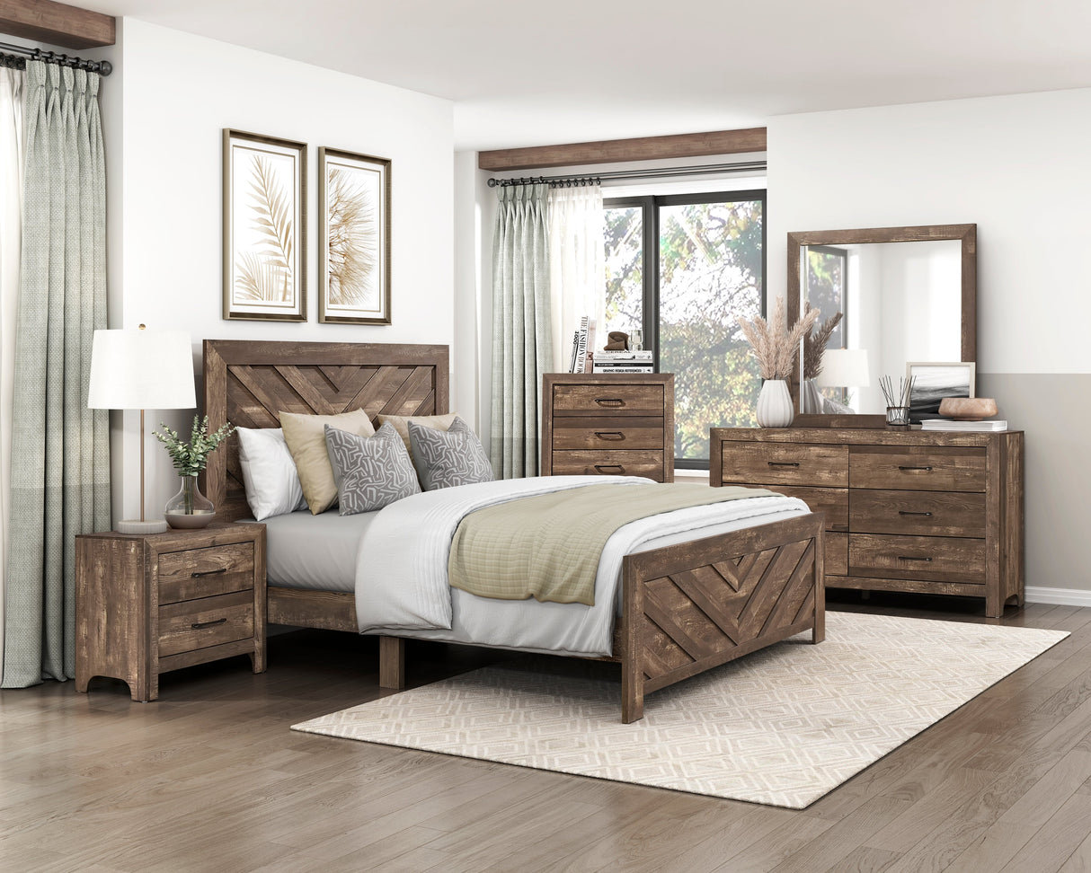 Corbin Brown Crossbuck Queen Panel Bed by Homelegance at Eve Furniture