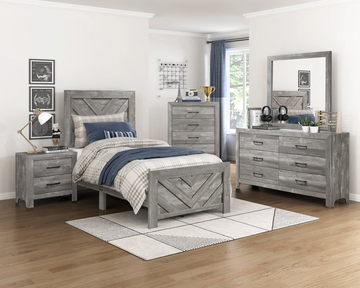 Corbin Gray Crossbuck Panel Youth Bedroom Set by Homelegance at Eve Furniture