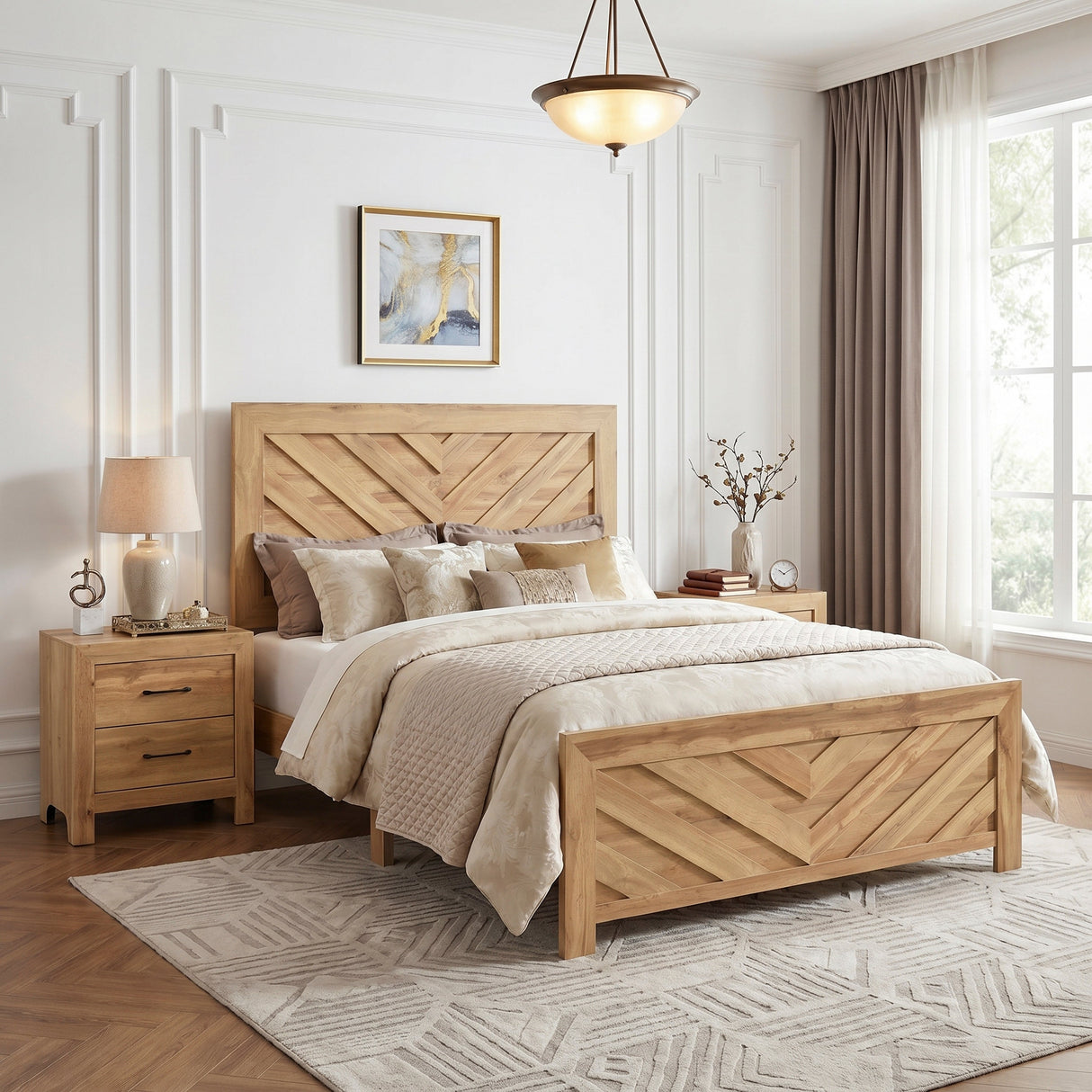 Corbin Natural Crossbuck Queen Bed by Homelegance at Eve Furniture
