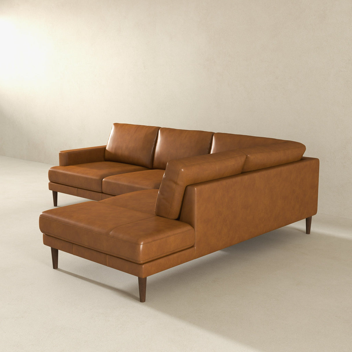 Corbin Right-Facing Tan Leather Sectional Sofa by Ashcroft Furniture at Eve Furniture