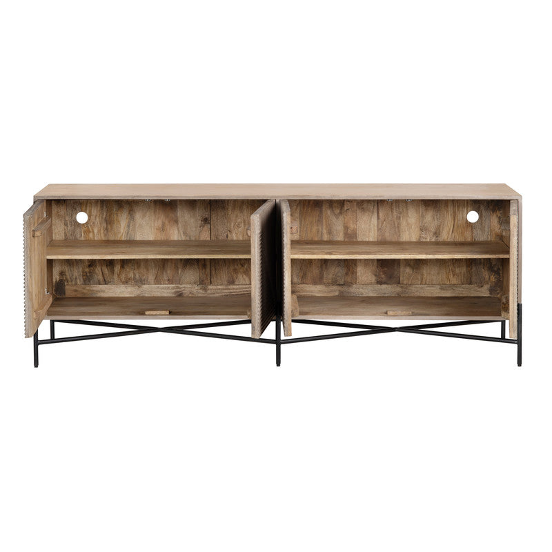 Cordell Brown/Black Four-Door Cabinet by Crestview at Eve Furniture