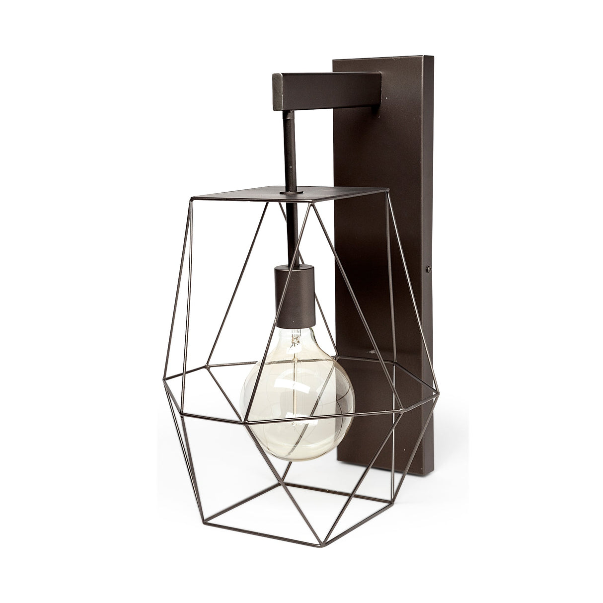 Cordova Gray Metal Hanging Bulb Caged Wall Sconce by Mercana at Eve Furniture