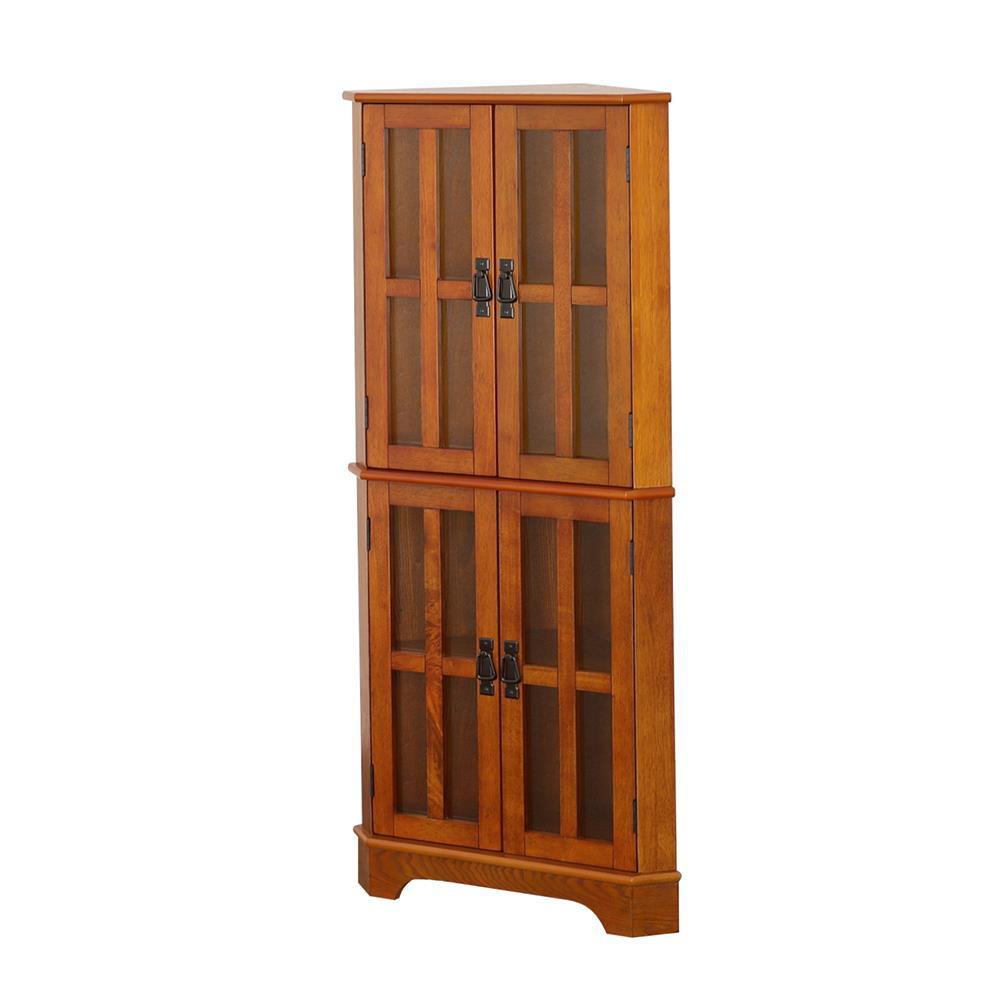 Coreosis Golden Brown 4-Shelf Corner Curio Cabinet by Coaster at Eve Furniture